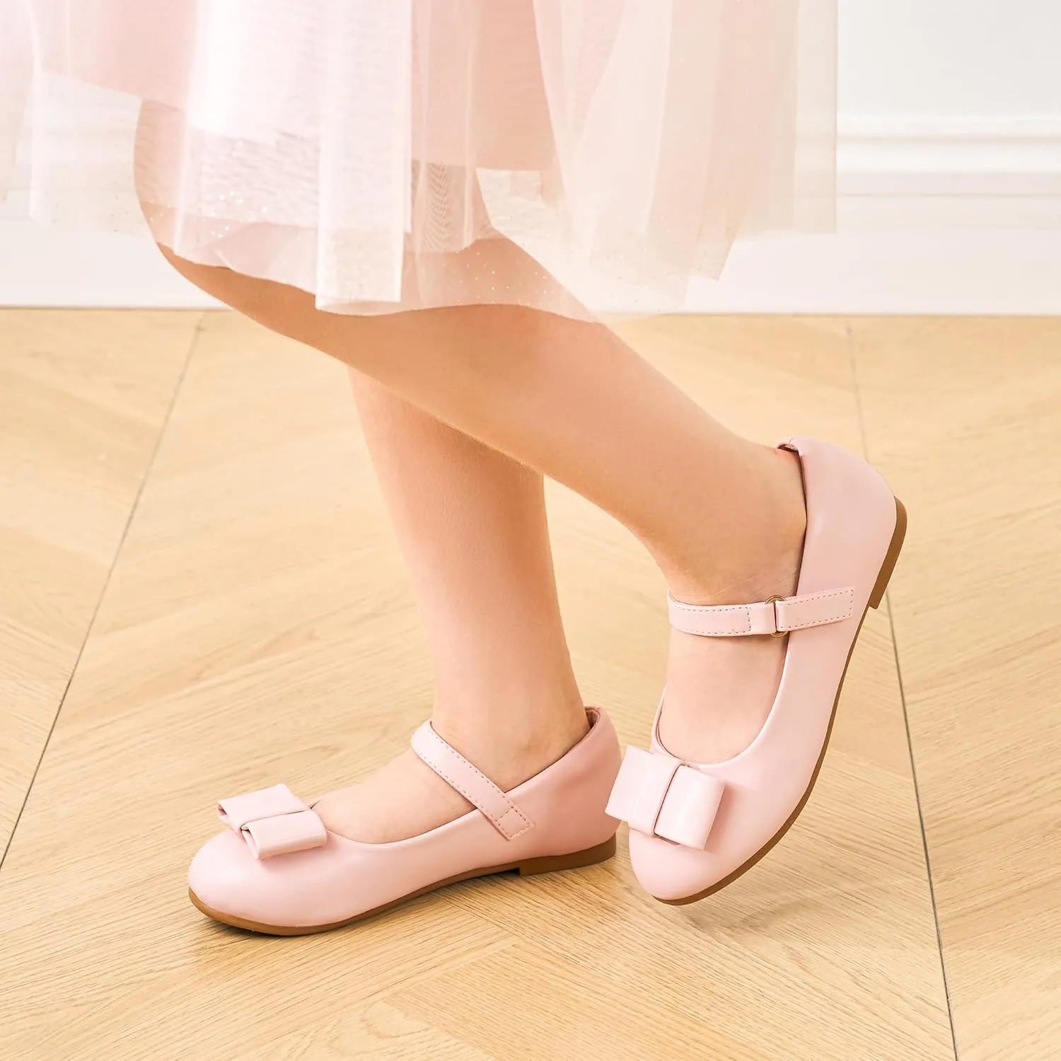 Stelle Girls Mary Jane Dress Shoes Ballerina Flat with Bow for Toddler/Little/Big Kids