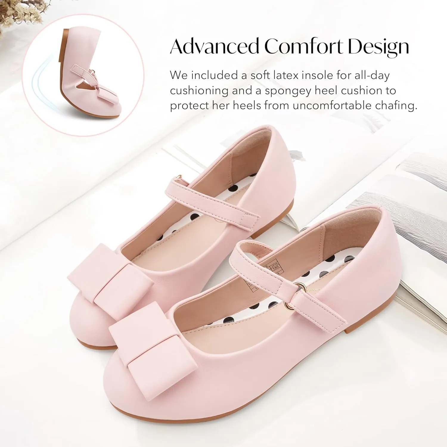 Stelle Girls Mary Jane Dress Shoes Ballerina Flat with Bow for Toddler/Little/Big Kids