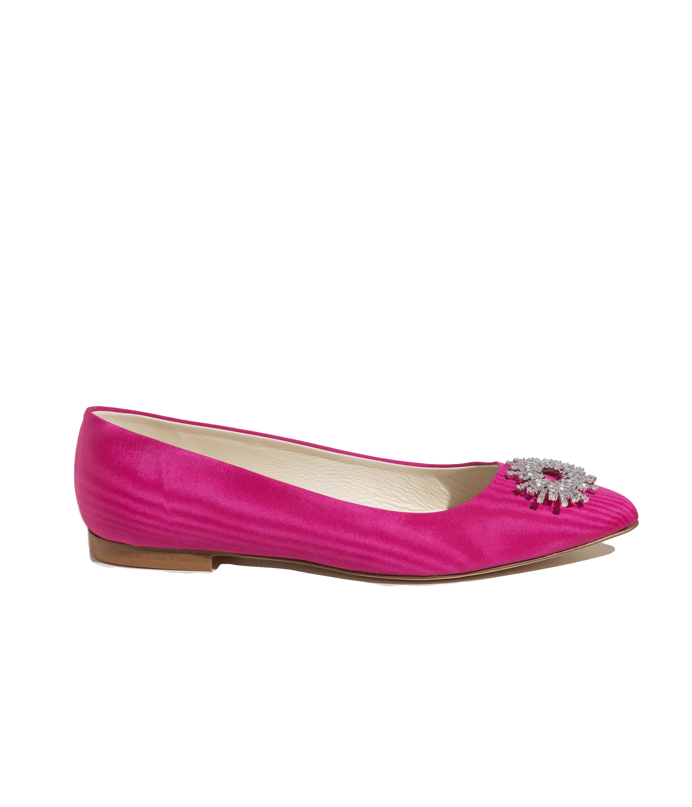 Stevie Ballerina Flats in Pink Silk Moire