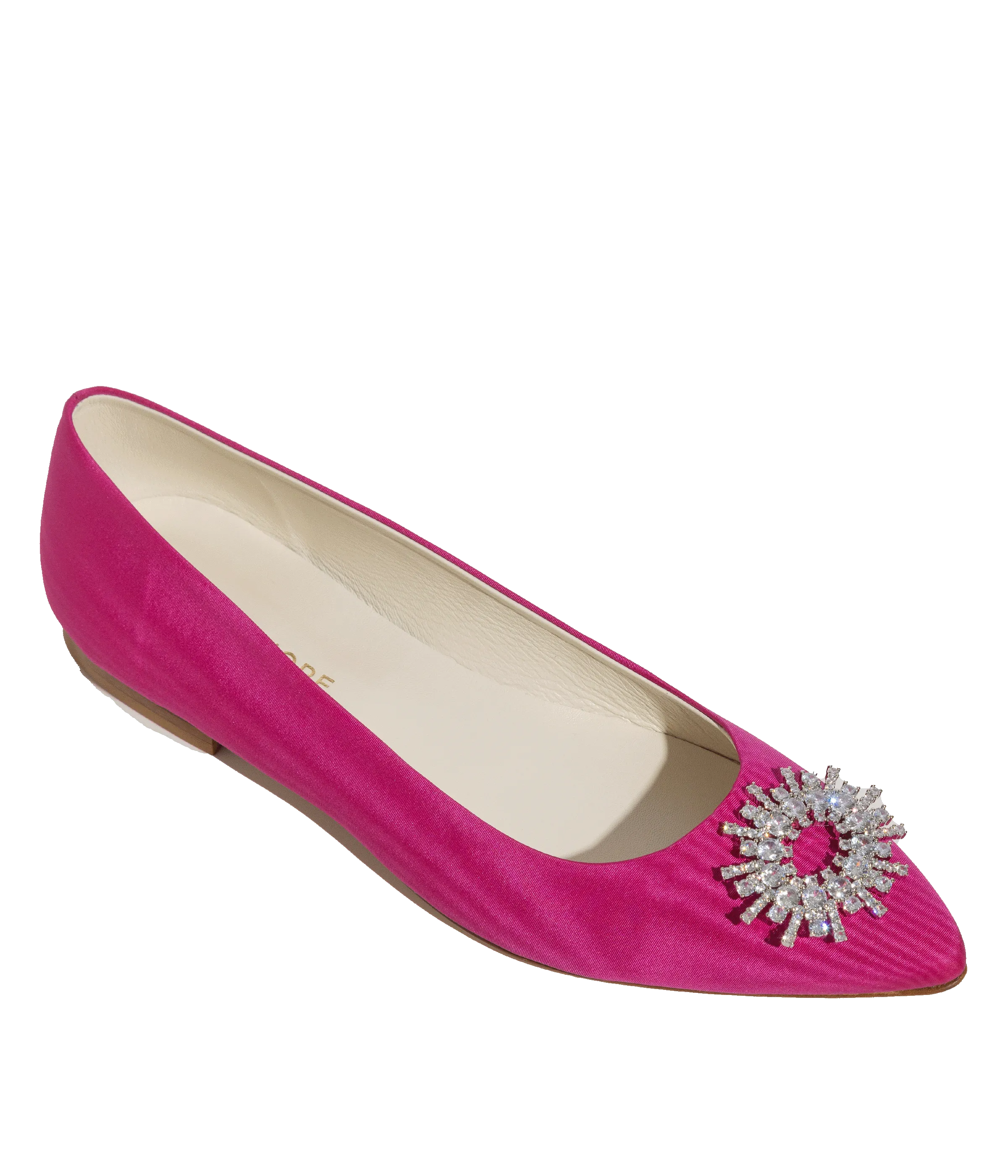 Stevie Ballerina Flats in Pink Silk Moire