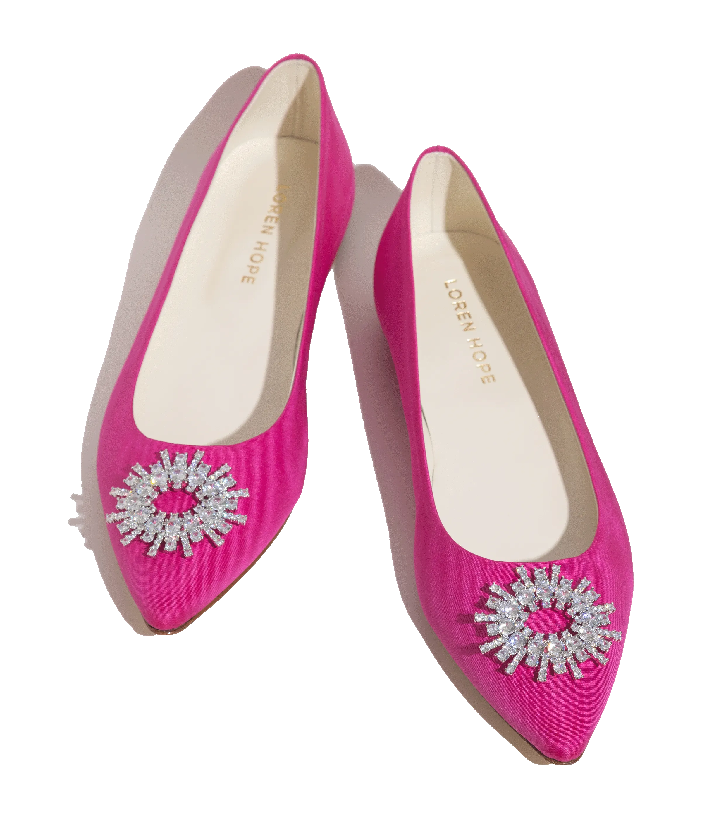 Stevie Ballerina Flats in Pink Silk Moire