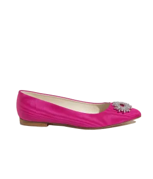 Stevie Ballerina Flats in Pink Silk Moire