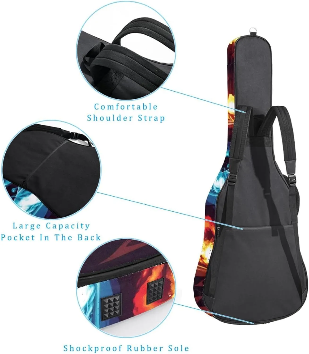 Street Racing Set Acoustic Guitar Bag, Guitar Case Gig Bag 40 41 42 inch with Dual Adjustable Shoulder Strap and Back Hanger Loop