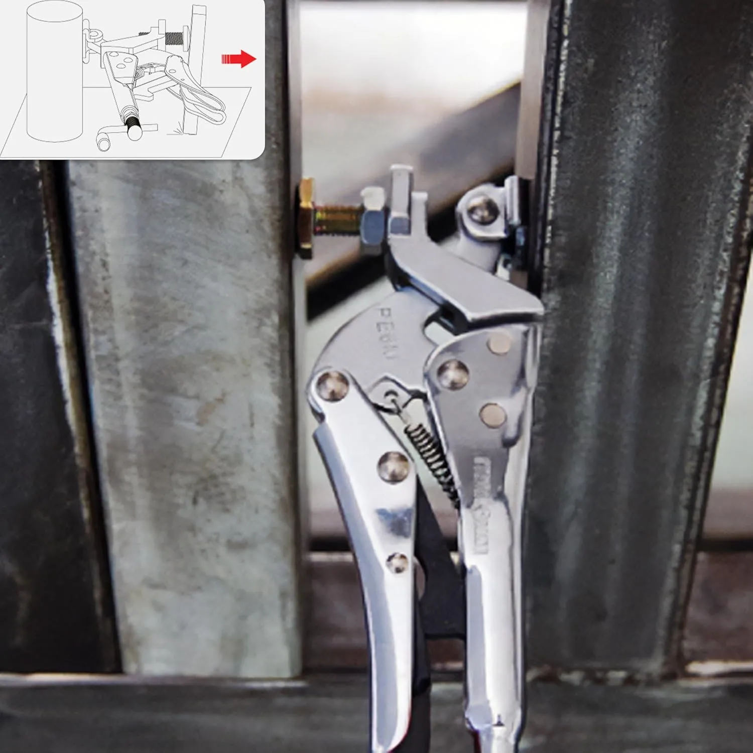 Strong Hand Tools PE6 Expand-O Reverse-Action Clamping Plier, 500 LBS Clamping Pressure, 1" to 1-3/4" Range, 6.5" Size