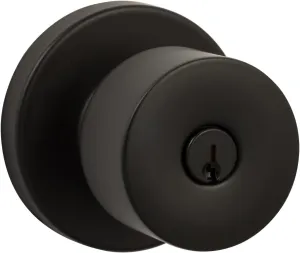 Sure-Loc Hardware Ridgecrest Modern Bergen-Round Flat Black No Deadbolt Keyed Entry Door Knob