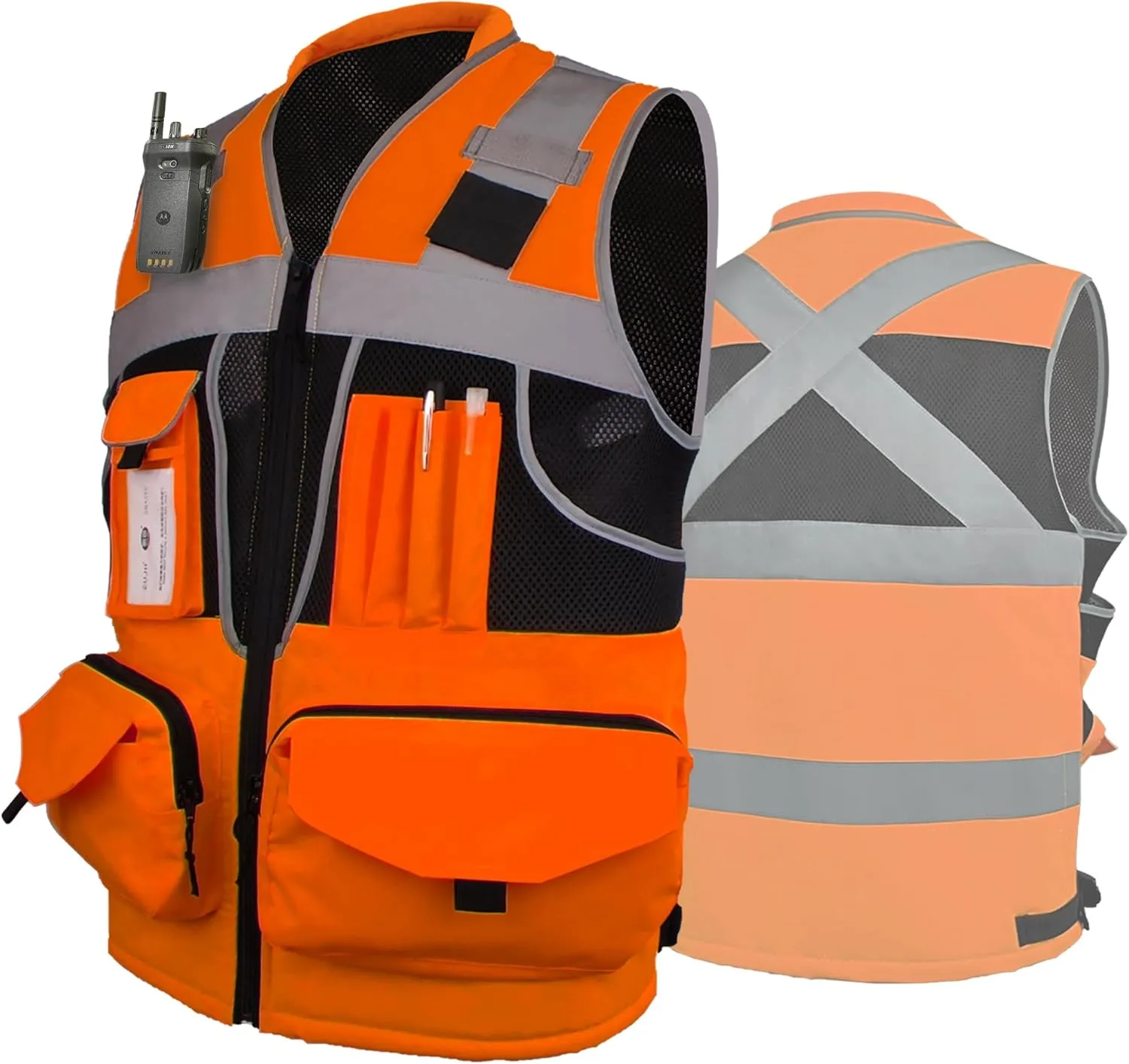 Surveyor Safety Vest for Men with 16 Pockets-Hi Vis Reflective Vest with Padded Neck Fishing Tactical Vest