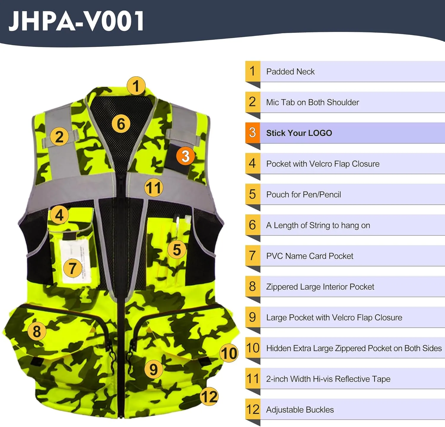 Surveyor Safety Vest for Men with 16 Pockets-Hi Vis Reflective Vest with Padded Neck Fishing Tactical Vest