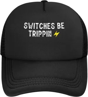 Switches Be Trippin Unisex Baseball Cap for Men Women Low Profile Mesh Trucker Hats Adjustable,Black