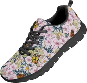 SYtrade Fashion Tennis Shoes for Women Print Slip On Running Sneakers Flat Canvas Shoes Black Sole