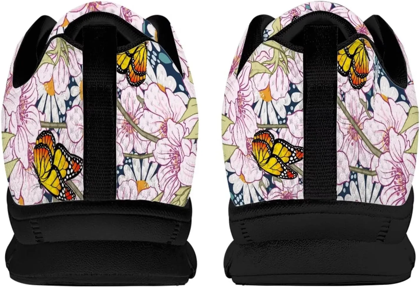 SYtrade Fashion Tennis Shoes for Women Print Slip On Running Sneakers Flat Canvas Shoes Black Sole