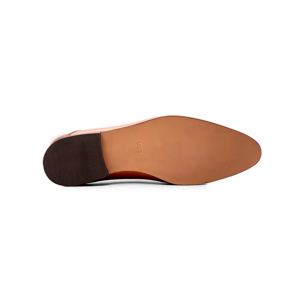 Tan Modern Stitch Detail Wholecut Oxford