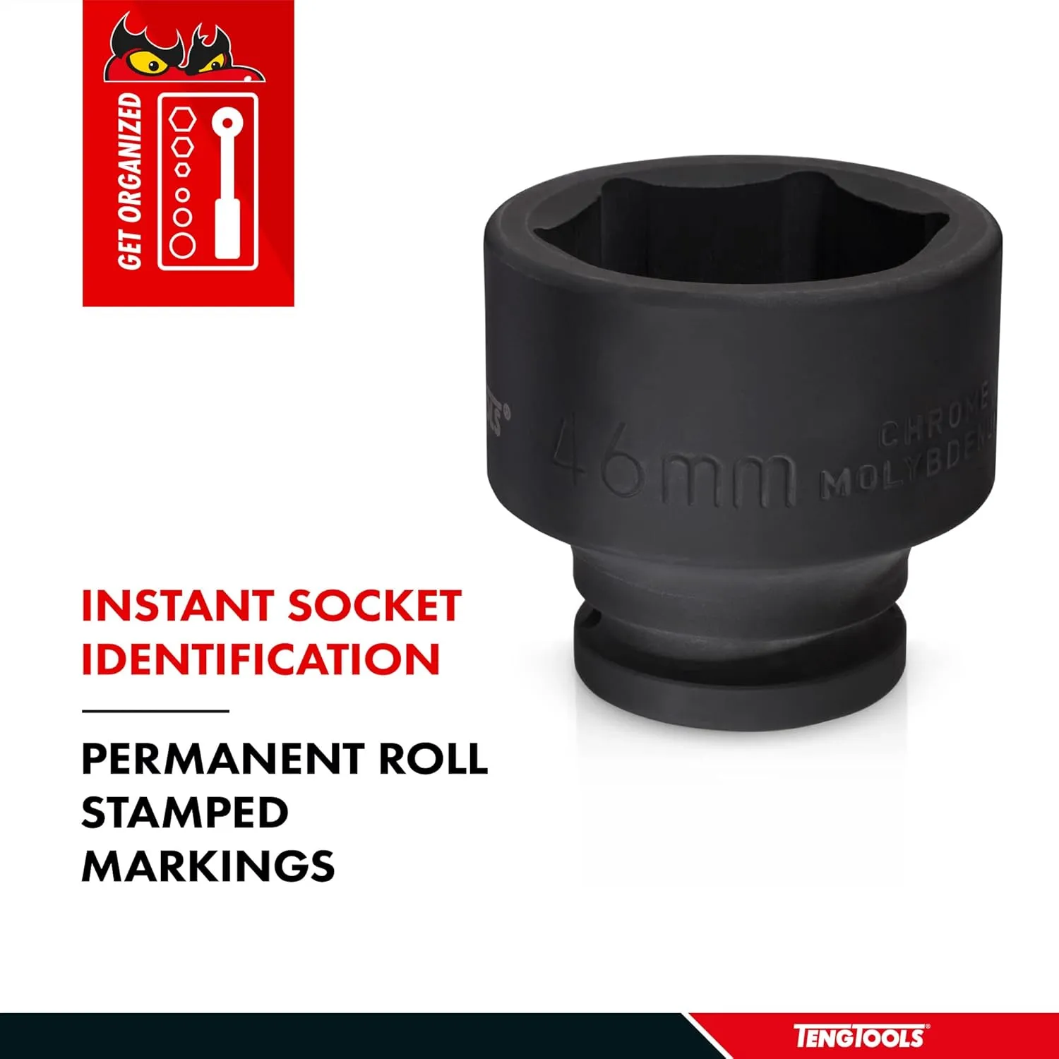 Teng Tools 1-3/16 Inch 6 Point 3/4 Inch Drive SAE Shallow Chrome Molybdenum Impact Socket,Mechanic Tool,Hand Tool - 940138