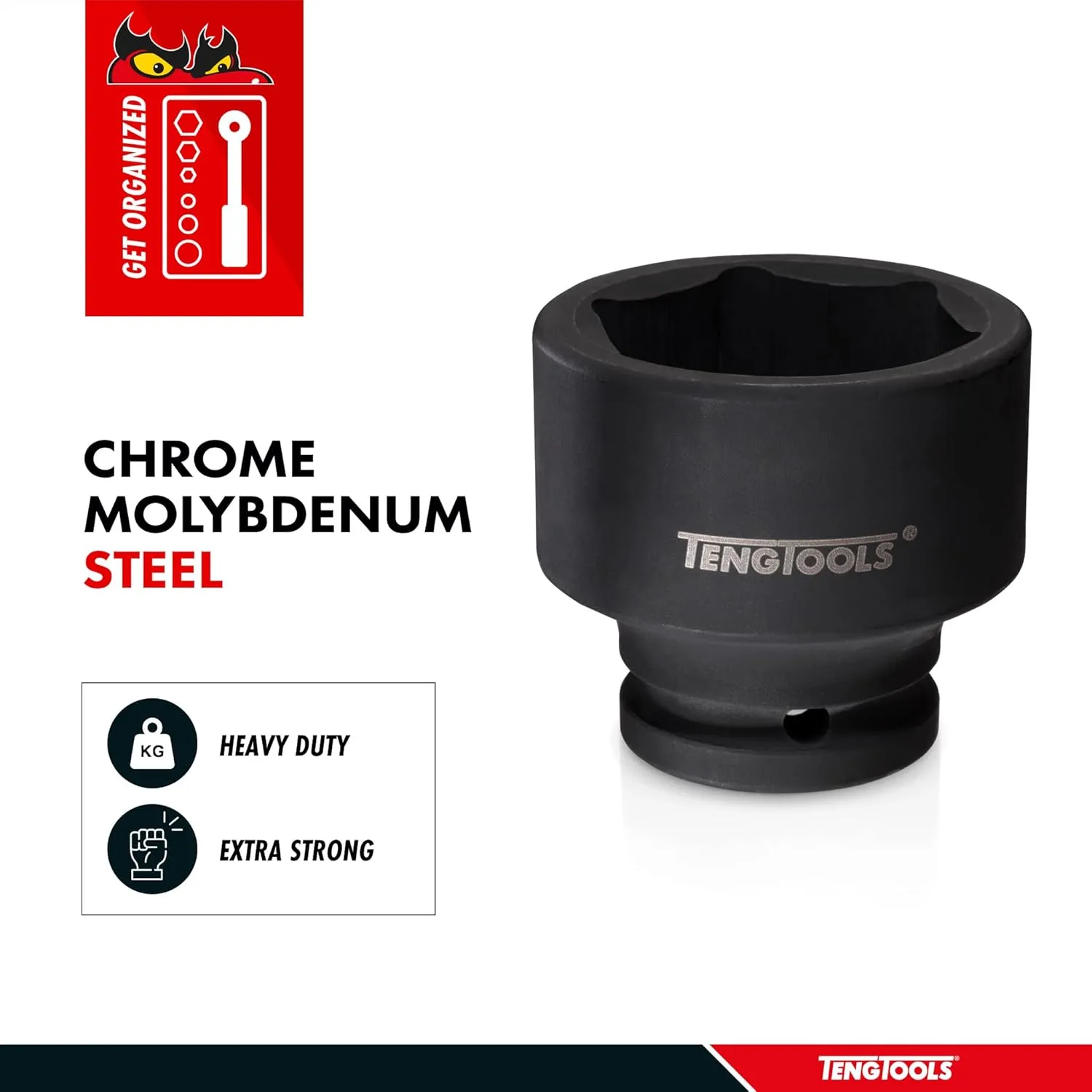 Teng Tools 1-3/16 Inch 6 Point 3/4 Inch Drive SAE Shallow Chrome Molybdenum Impact Socket,Mechanic Tool,Hand Tool - 940138
