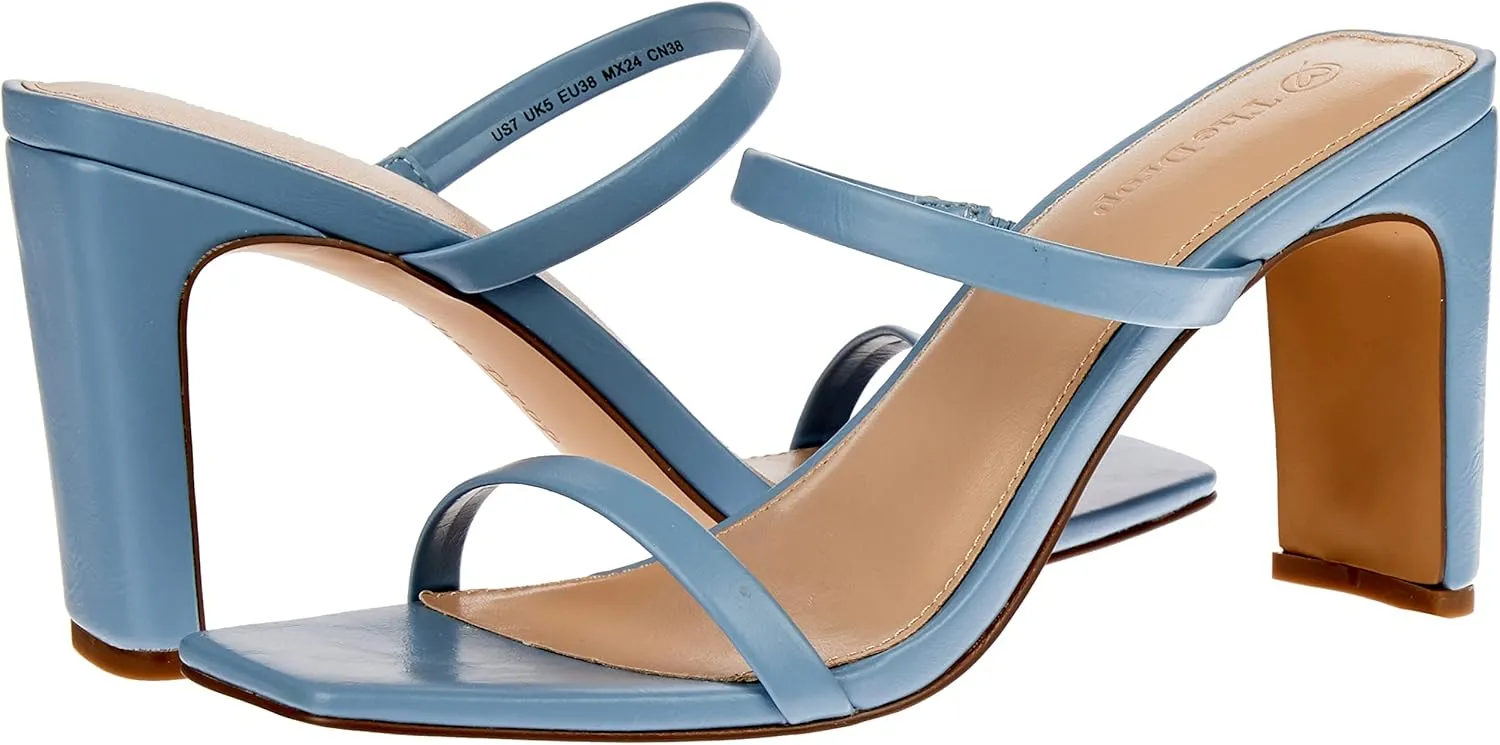 The Drop Women's Avery Square Toe Two Strap High Heeled Sandal