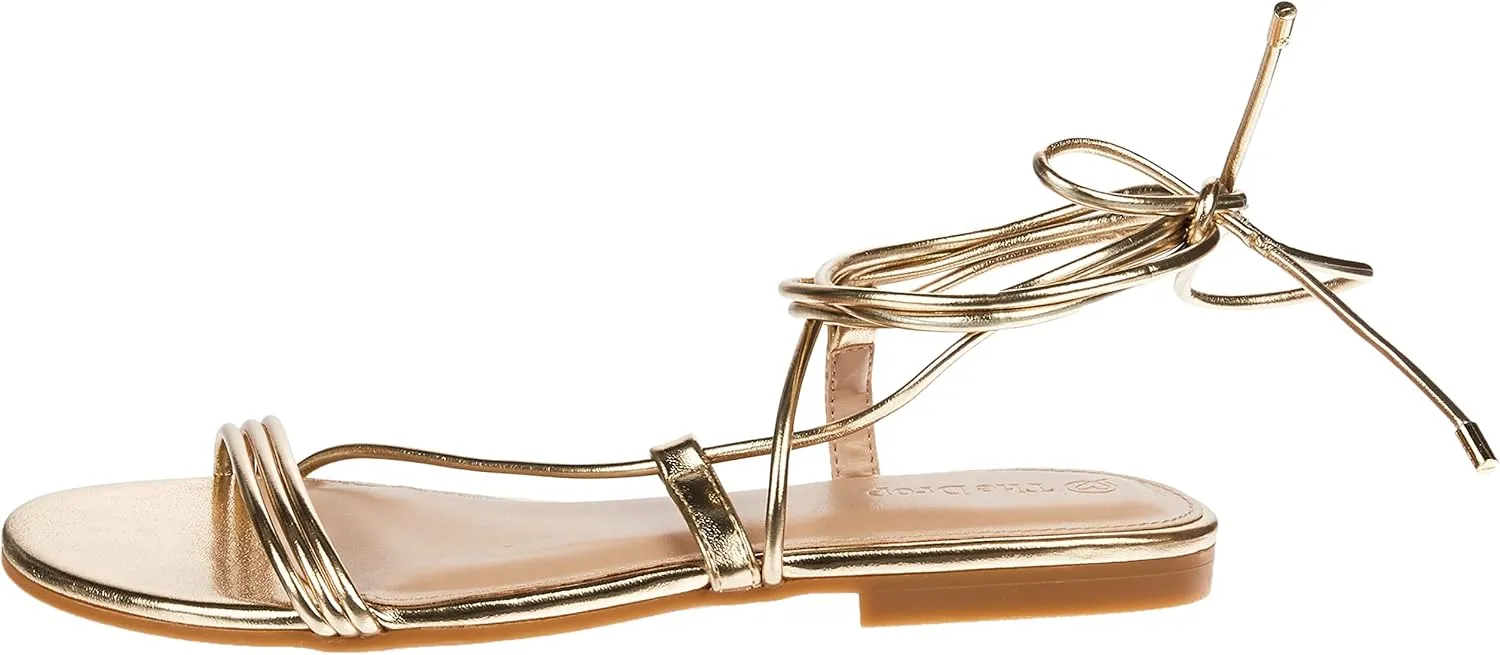 The Drop Women's Samantha Flat Strappy Lace-up Sandal