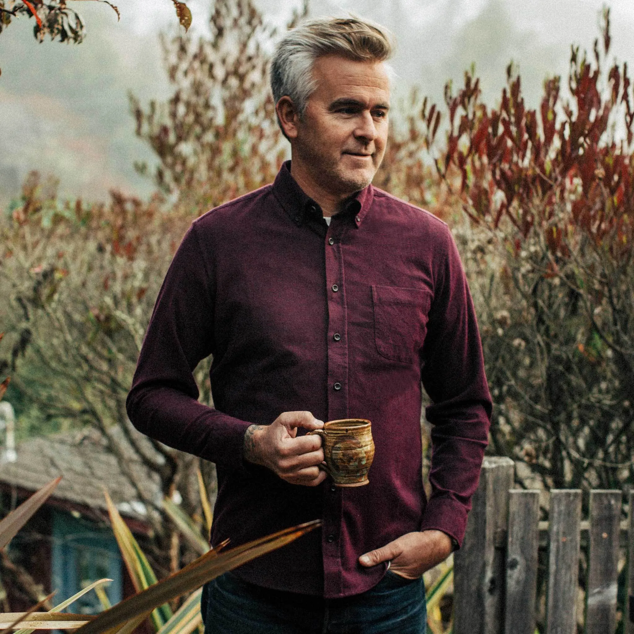 The Jack in Maroon Brushed Oxford