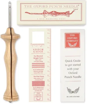 The Oxford Punch Needle #10 (1/4 inch Loop) Fine Point Punch Needle | Patented Design | Ergonomic Natural Wood Handle | Electropolished Steel Tip | Ideal for Rug Hooking