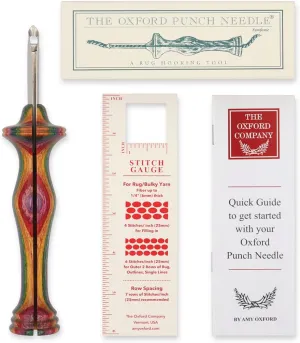 The Oxford Punch Needle #10 (1/4 inch Loop) Regular Point Punch Needle | Patented Design | Ergonomic Colorful Symfonie Wood Handle | Electropolished Steel Tip | Ideal for Rug Hooking