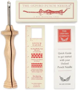 The Oxford Punch Needle #8 (1/2 inch Loop) Regular Point Punch Needle | Patented Design | Ergonomic Natural Wood Handle | Electropolished Steel Tip | Ideal for Rug Hooking