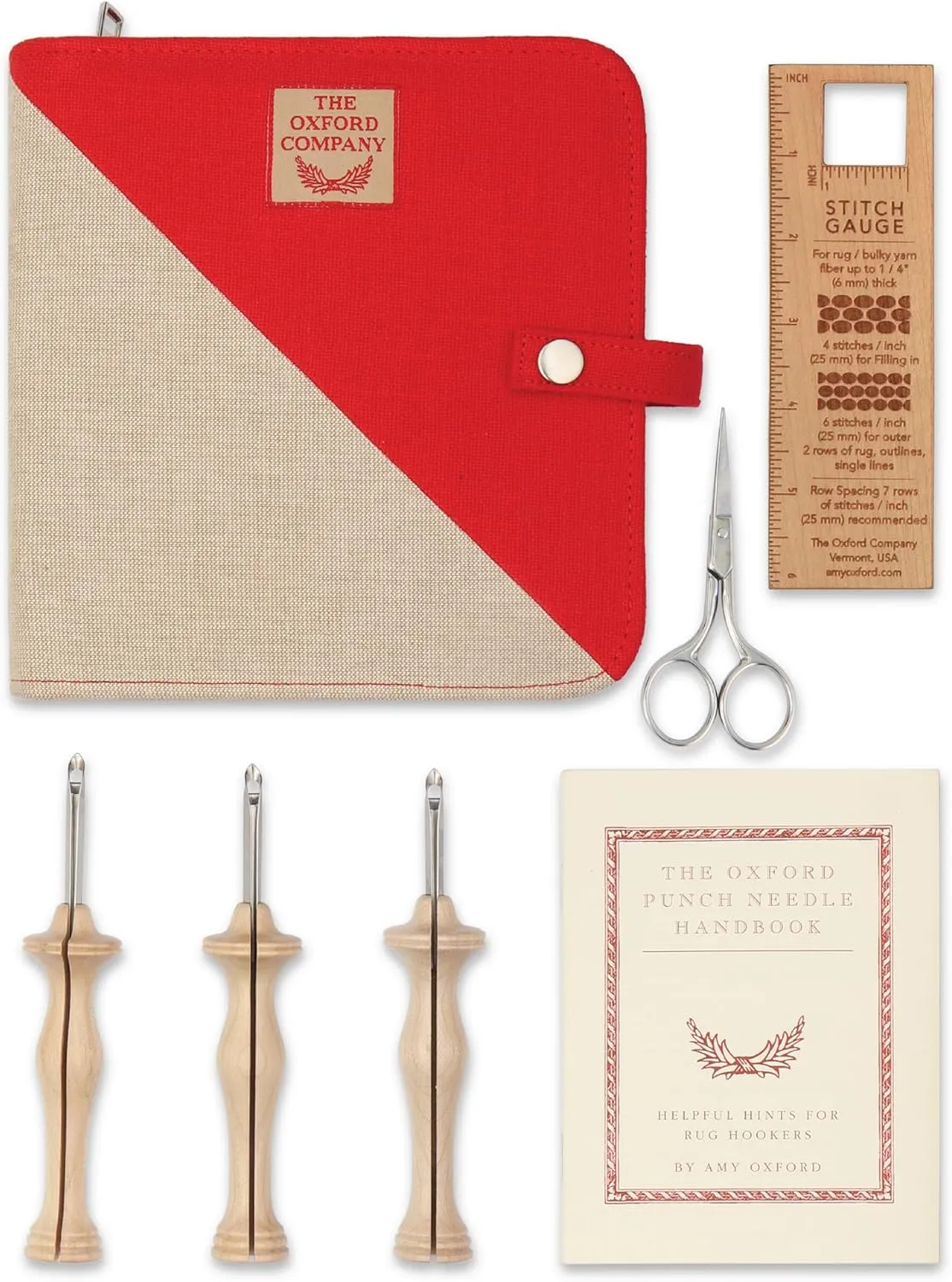 The Oxford Punch Needle Regular Point Set - 3 Sizes | Ergonomically Designed Natural Wood Handle | Electropolished Steel Tip | Ideal for Punch Needle Rug Hooking
