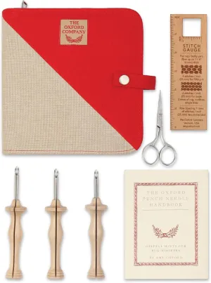 The Oxford Punch Needle Regular Point Set - 3 Sizes | Ergonomically Designed Natural Wood Handle | Electropolished Steel Tip | Ideal for Punch Needle Rug Hooking