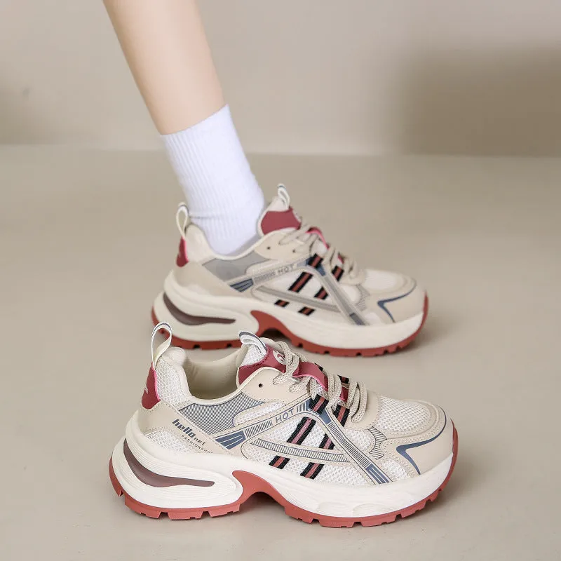 themeisles Summer New Women's Dad Shoes Thick Sole Increased Slim Fit Women's Shoes Breathable Celebrity Same Style Sneaker