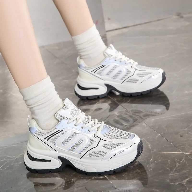themeisles Summer New Women's Dad Shoes Thick Sole Increased Slim Fit Women's Shoes Breathable Celebrity Same Style Sneaker