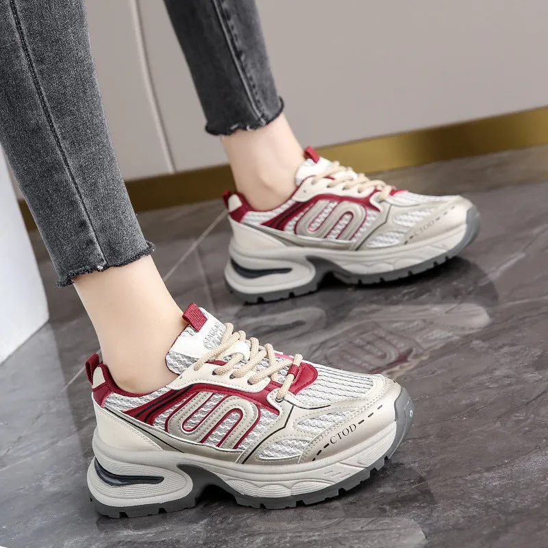 themeisles Summer New Women's Dad Shoes Thick Sole Increased Slim Fit Women's Shoes Breathable Celebrity Same Style Sneaker