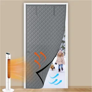 Thermal Insulated Door Curtain Fits Door Size 38 x 83 Inch, Oxford Cloth Thicken Cotton Filled, Curtain Size 41" x 85", Single Piece Door Insulation Blanket Cover for Cold in Winter, Grey