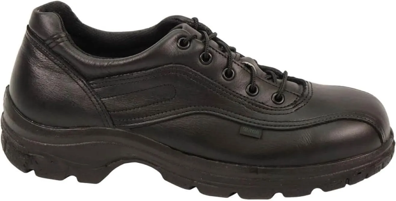 Thorogood Soft Streets Double Track Oxford Work Shoes for Women - Premium Black Leather with Comfort Insole and Slip-Resistant Outsole; Berry Compliant and Postal Certified