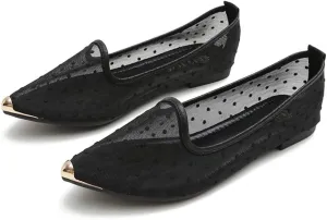 TN TANGNEST Women's Breathable Flats Mesh Flats Shoes Women Slip on Pointed Toe Ballet Flats for Women Comfortable