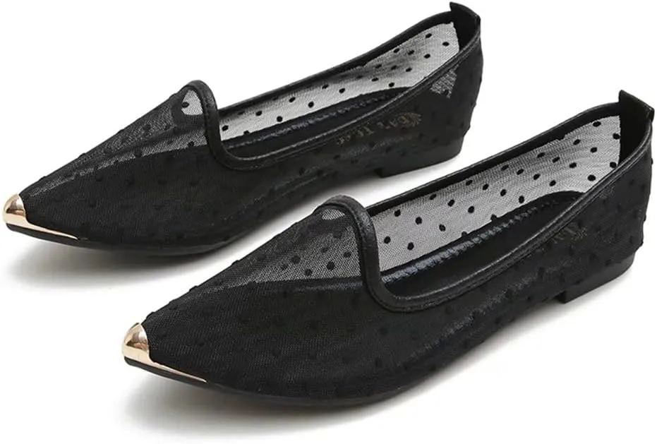 TN TANGNEST Women's Breathable Flats Mesh Flats Shoes Women Slip on Pointed Toe Ballet Flats for Women Comfortable
