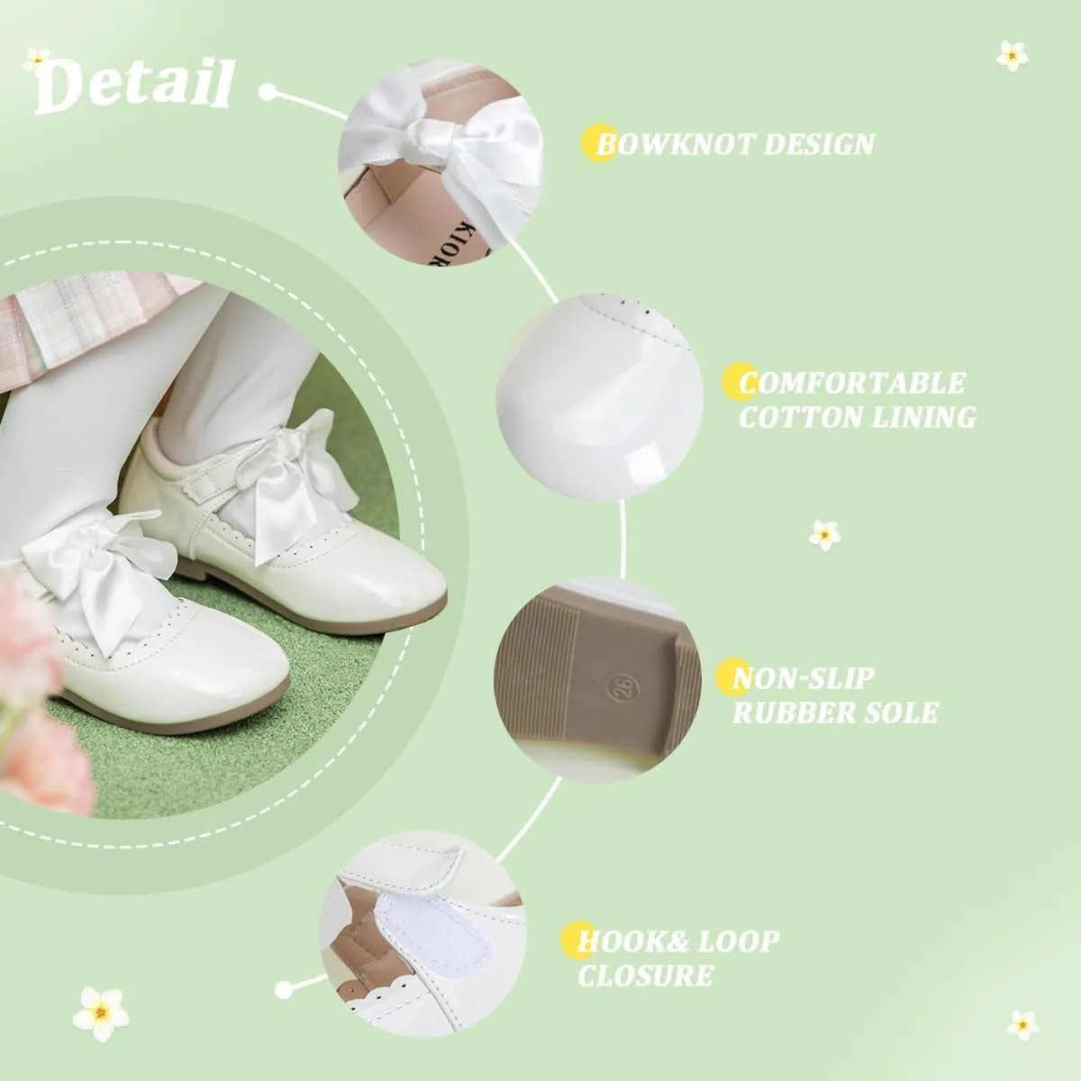 Toddler Girls Mary Jane Dress Shoes - Ballerina Flats for Little Girl Flower Wedding Party Bow Princess Shoes