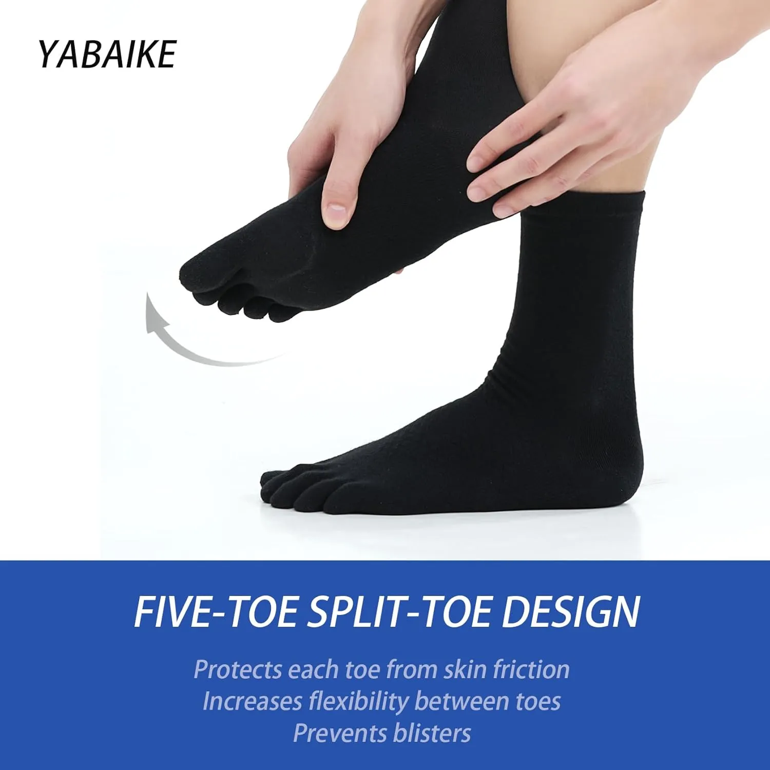 Toe Socks Liner Crew Socks for Men Women Cool-max Running Socks 3 Pairs Five Finger Socks