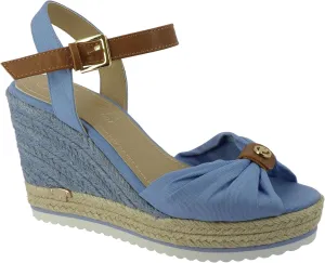 TOM TAILOR Women's Ankle-Strap Wedge Sandal, Blue, 6 UK