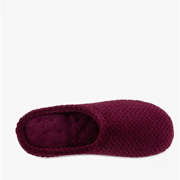 Totes Isotoner POPCORN TERRY Womens Mule Slippers Burgundy