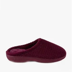 Totes Isotoner POPCORN TERRY Womens Mule Slippers Burgundy