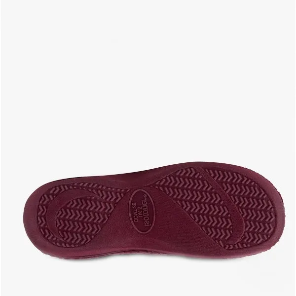 Totes Isotoner POPCORN TERRY Womens Mule Slippers Burgundy