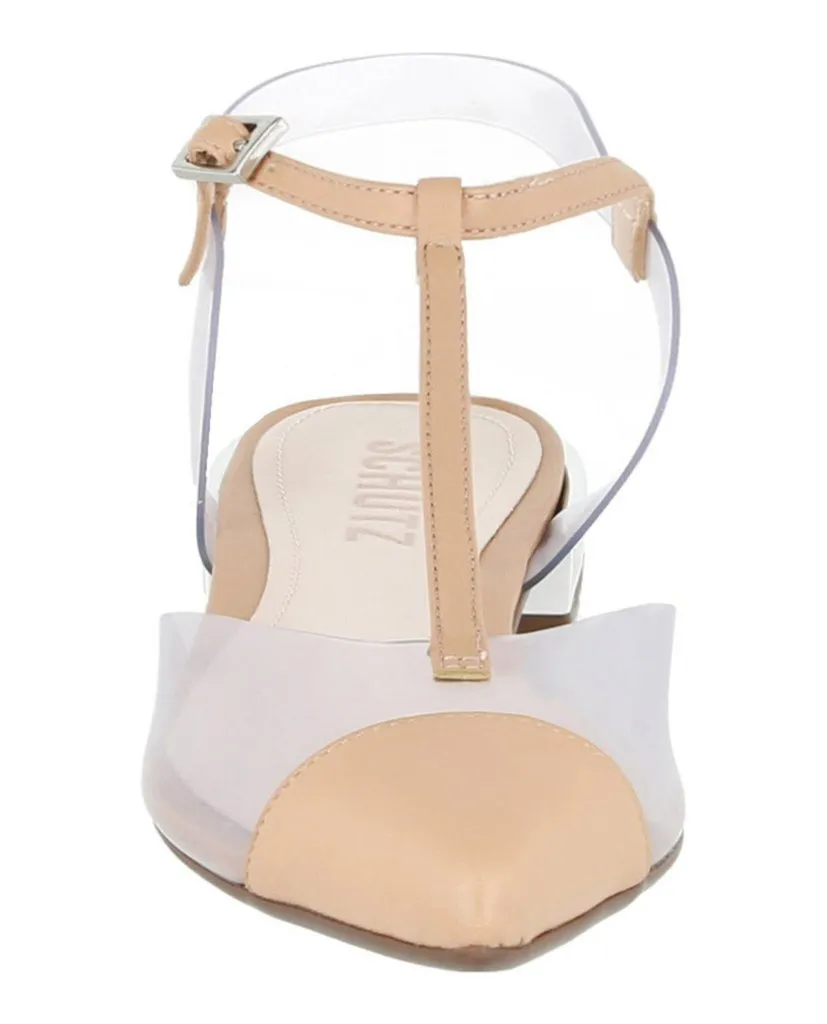 Transparent Clear JESS Nude Beige Comprehensive assistance Schutz Flat Pointed Transparent Vinyl New-year sale Honey