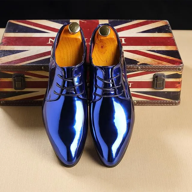 Trend Pointed Toe Men Leather Shoes Fashion Bright Business Shoes C