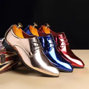 Trend Pointed Toe Men Leather Shoes Fashion Bright Business Shoes C