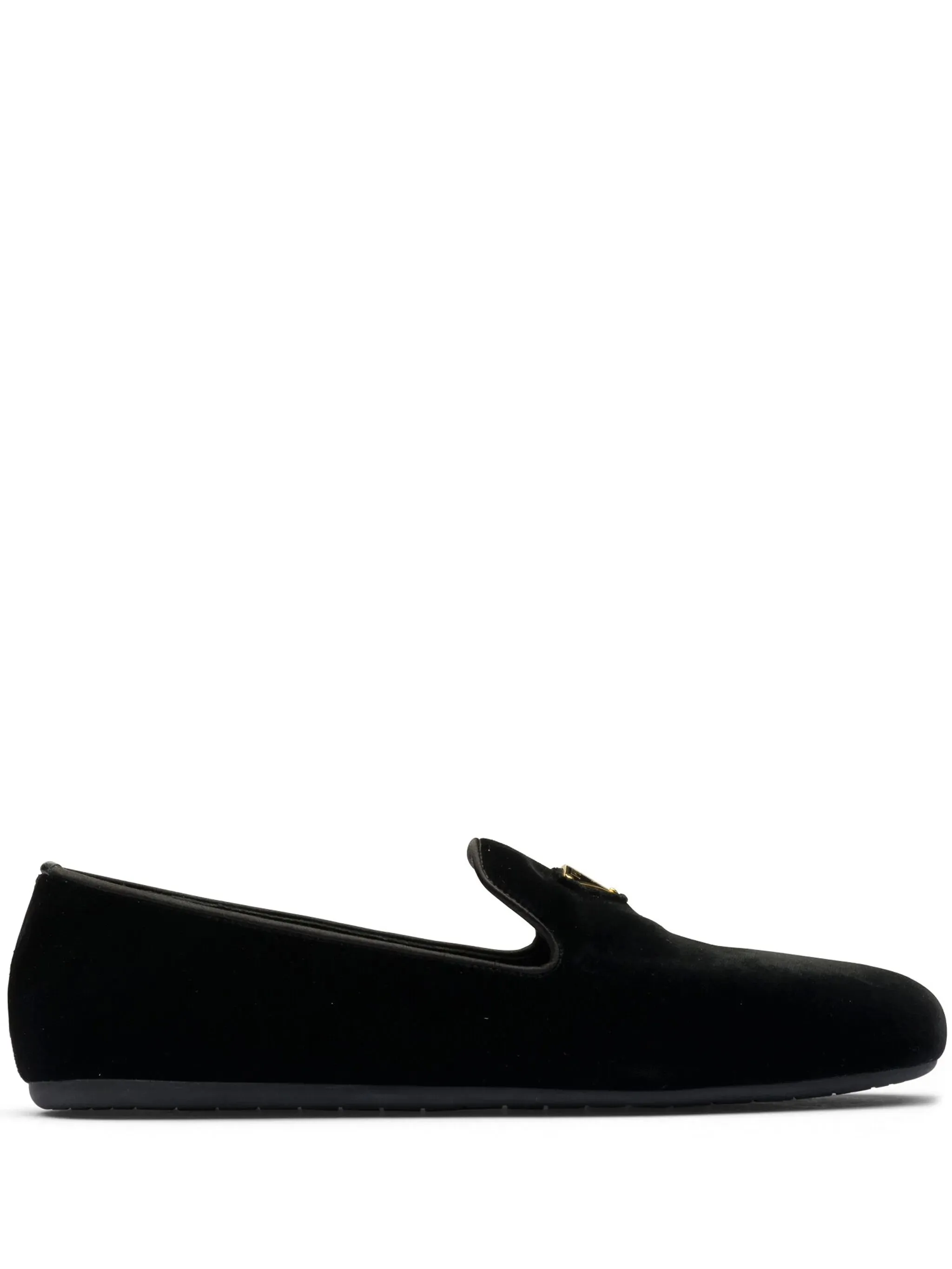 Triangle-logo Velvet Loafers