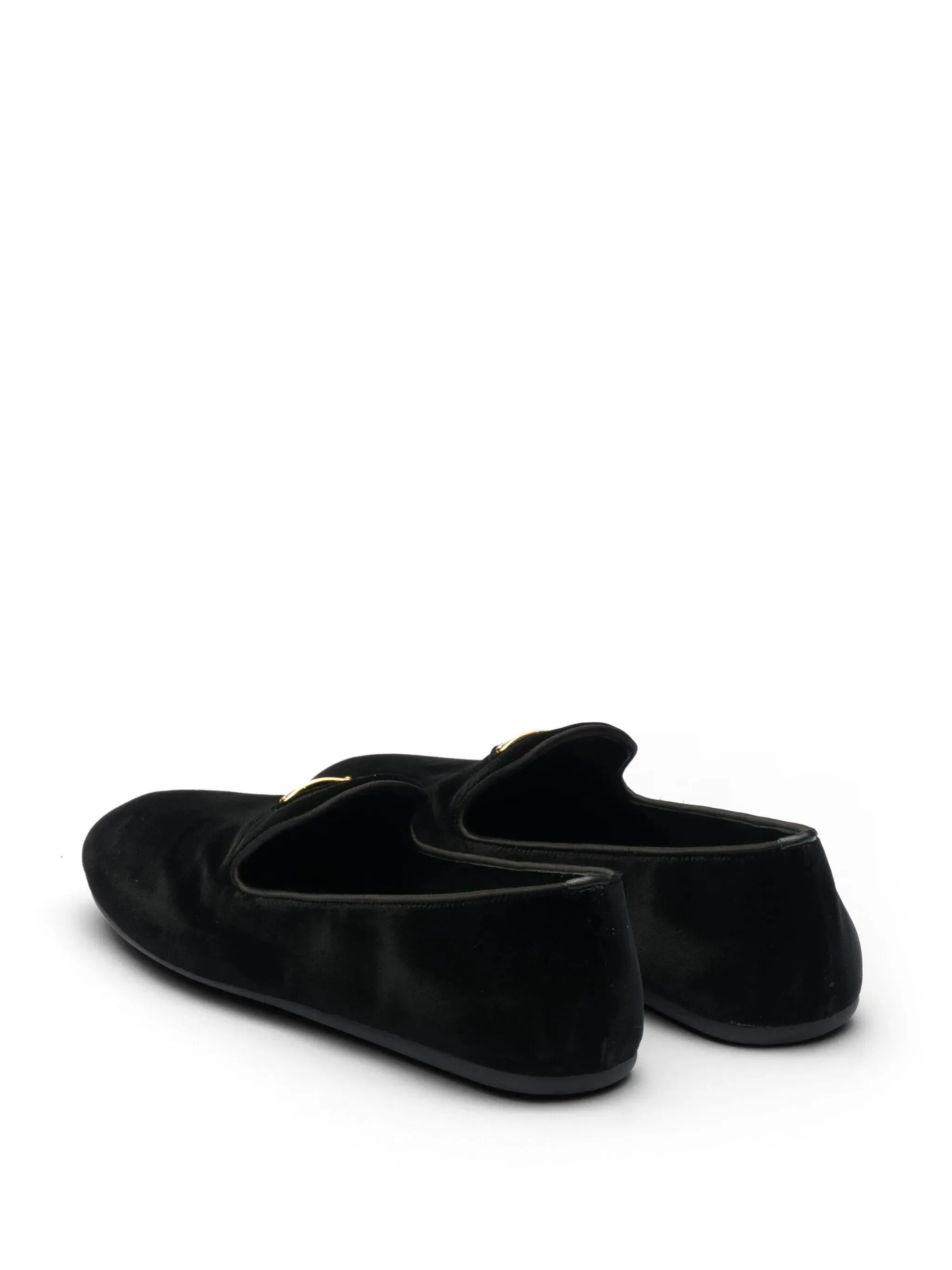 Triangle-logo Velvet Loafers