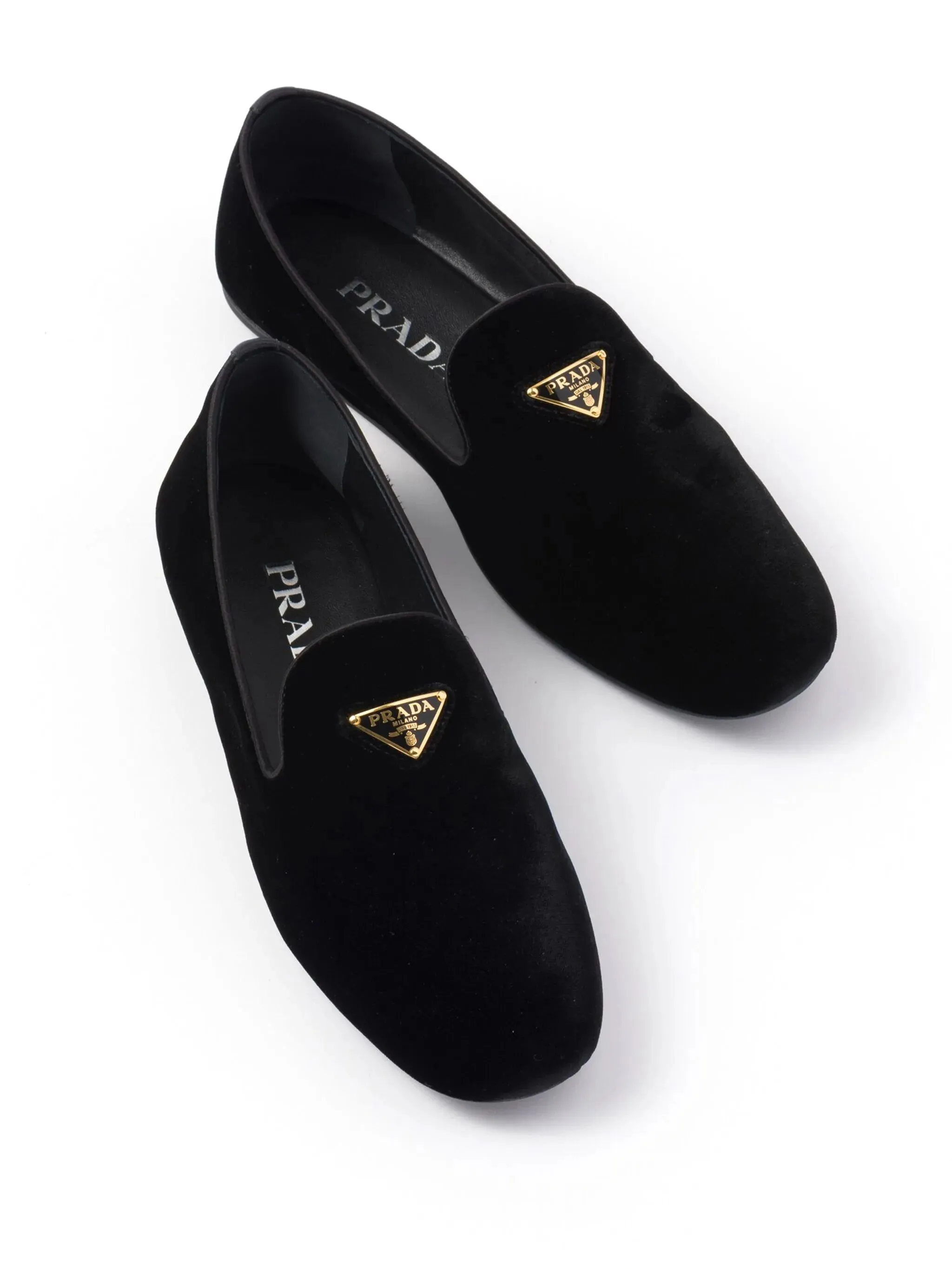 Triangle-logo Velvet Loafers