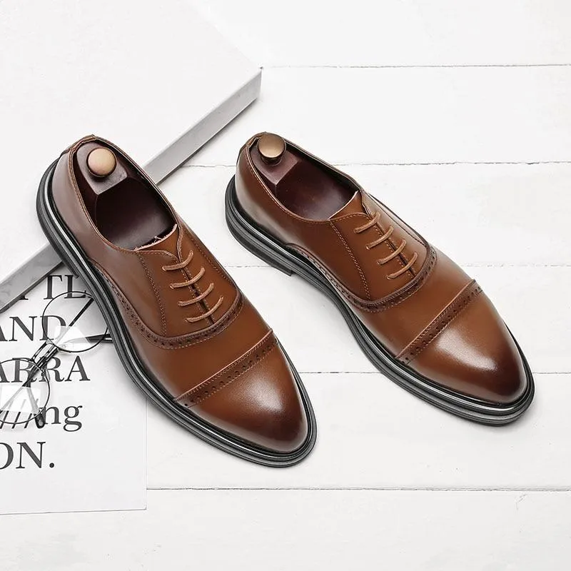Triple Joint Men Casual Dress Shoes Male Oxfords Office Shoes Wedding Party Leather Shoes 9