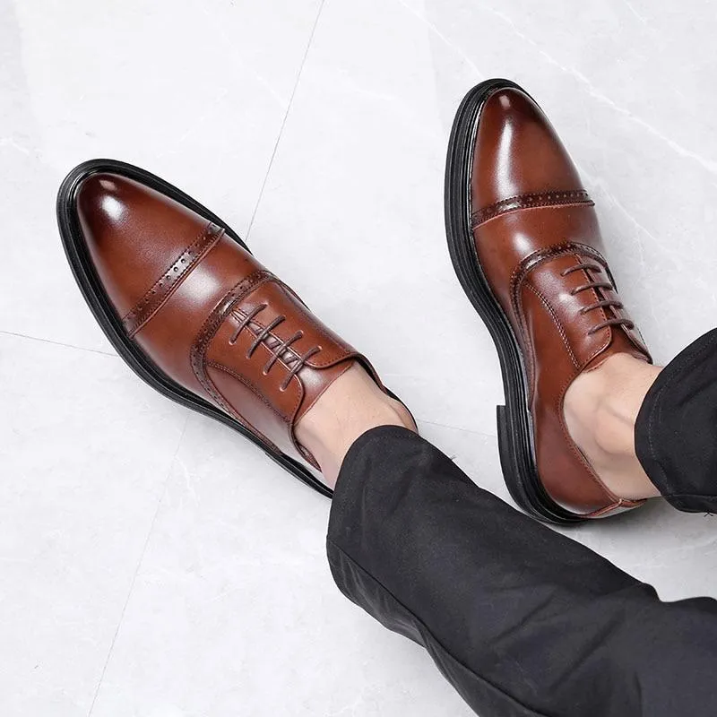 Triple Joint Men Casual Dress Shoes Male Oxfords Office Shoes Wedding Party Leather Shoes 9