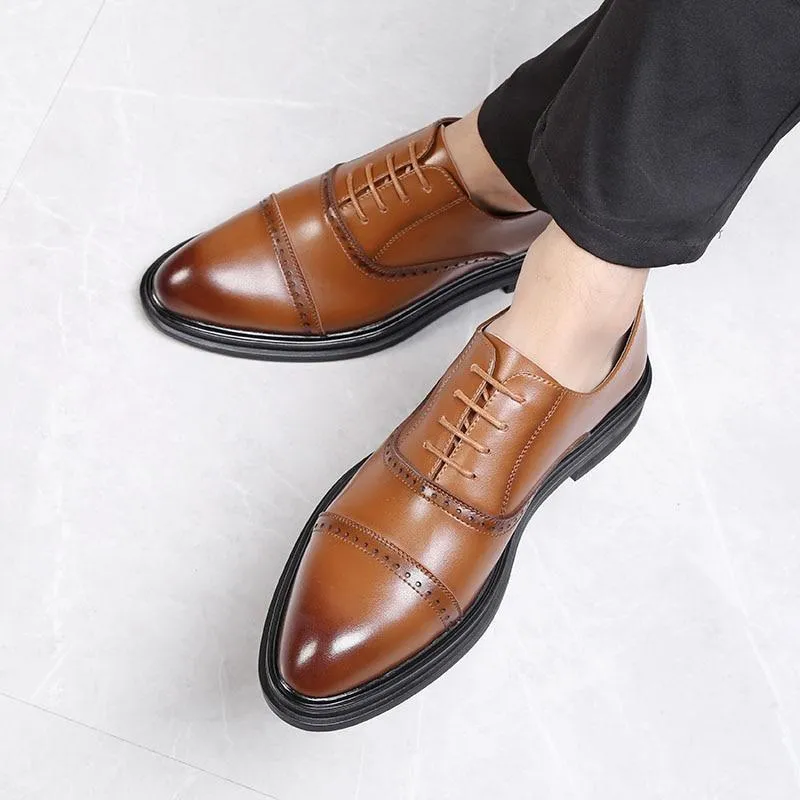 Triple Joint Men Casual Dress Shoes Male Oxfords Office Shoes Wedding Party Leather Shoes 9
