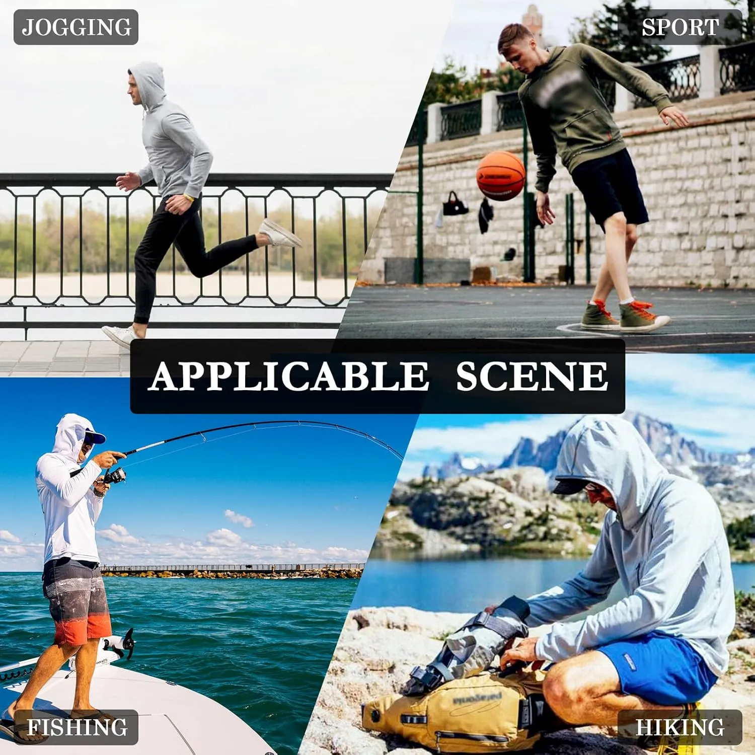Tropical Island Men's Sun Protection Hoodie Long Sleeve Fishing Shirt UPF 50  Hooded Fishing Shirts Rash Guard Shirts for Men