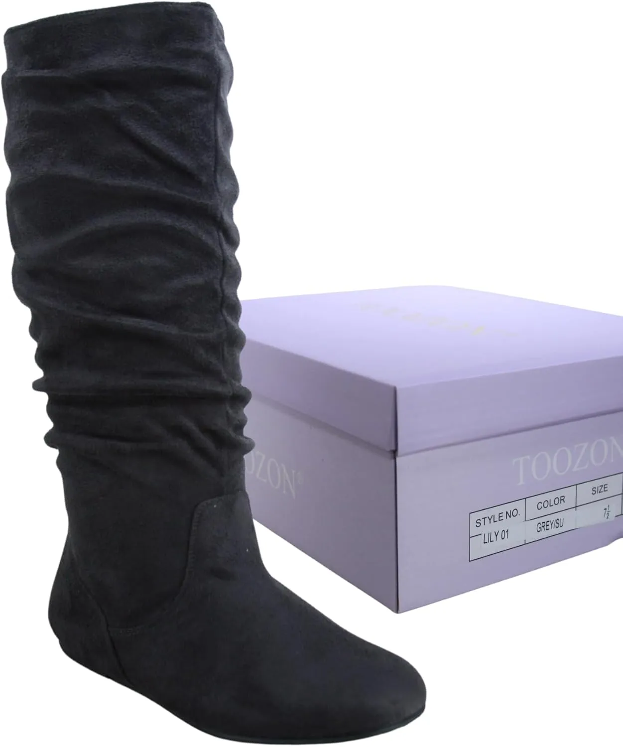 TZ Lily-01 Women's Pull Up Closed Round Toe Flat Heel Slouchy Mid-Calf Casual Boots