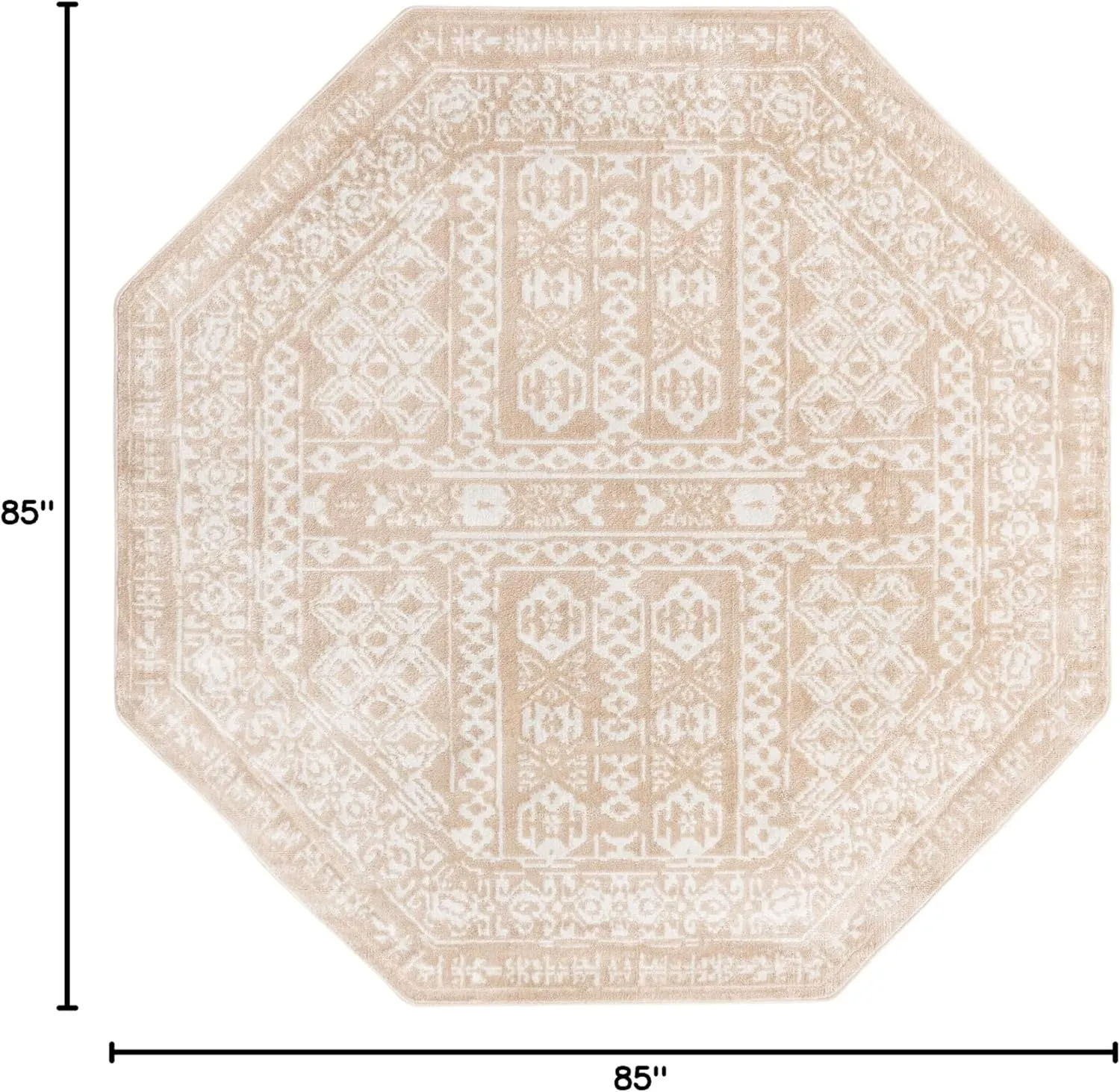 Unique Loom Oxford Collection Area Rug - Magdelan (7' 1" Octagon, Beige/ Ivory)